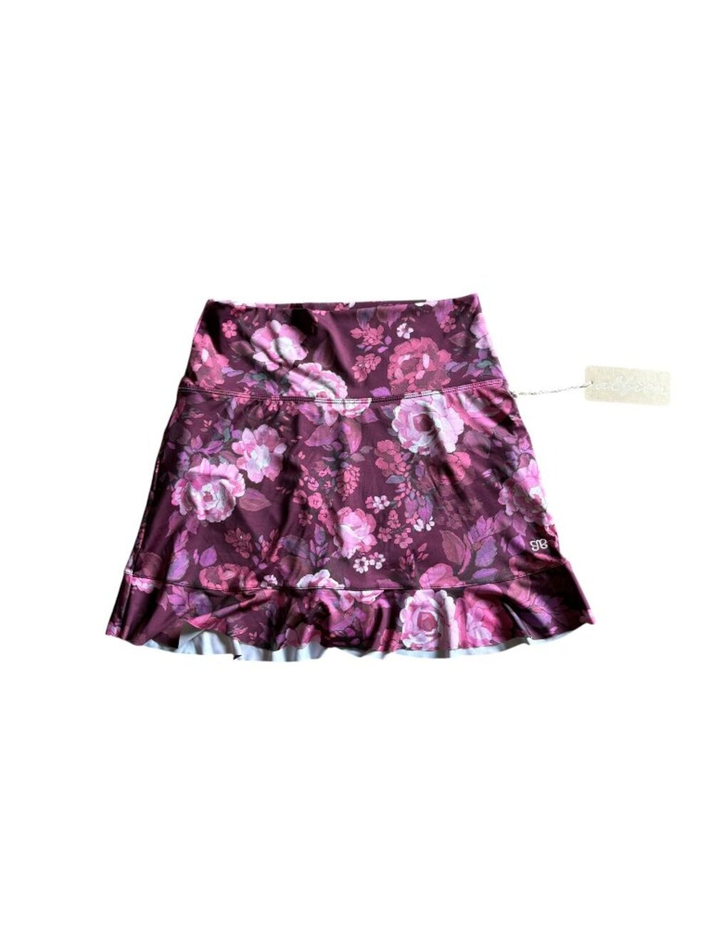 Albion High Waisted Swim Skirt Burgundy Floral Size Medium NWT